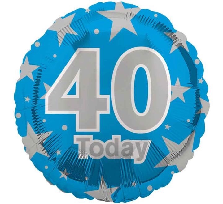 18"/ 46cm BLUE 40 TODAY ROUND FOIL BALLOON