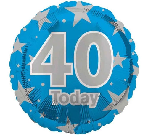 18"/ 46cm BLUE 40 TODAY ROUND FOIL BALLOON