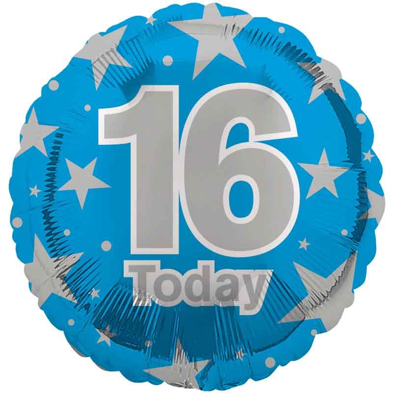 18"/ 46cm BLUE AGE 16 BLUE ROUND FOIL BALLOON