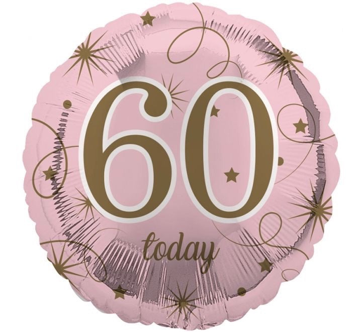 18"/ 46cm PINK 60 TODAY ROUND FOIL BALLOON