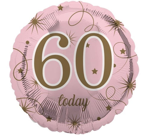 18"/ 46cm PINK 60 TODAY ROUND FOIL BALLOON