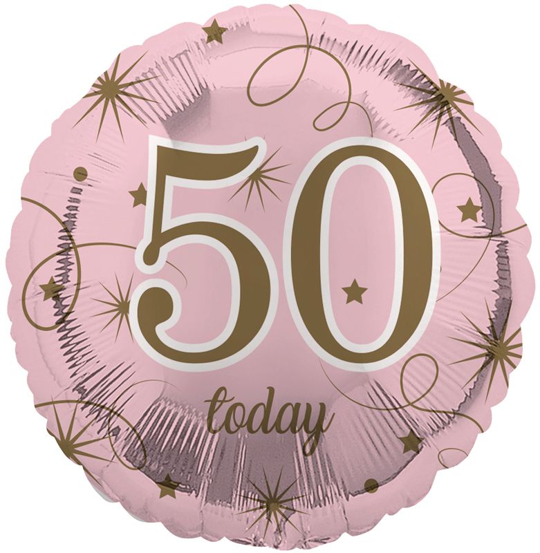 18"/ 46cm PINK AGE 50 ROUND FOIL BALLOON