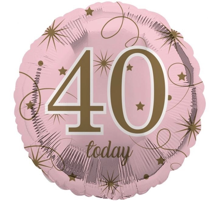18"/ 46cm PINK 40 TODAY ROUND FOIL BALLOON