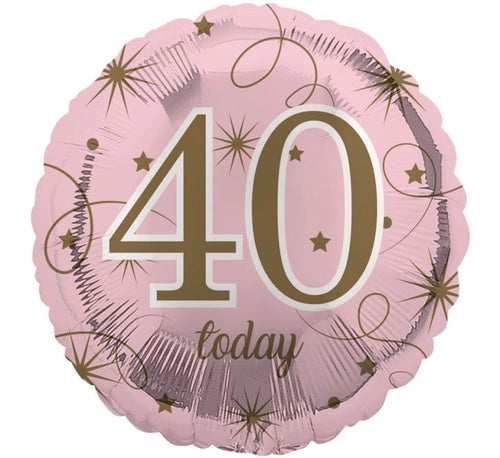 18"/ 46cm PINK 40 TODAY ROUND FOIL BALLOON
