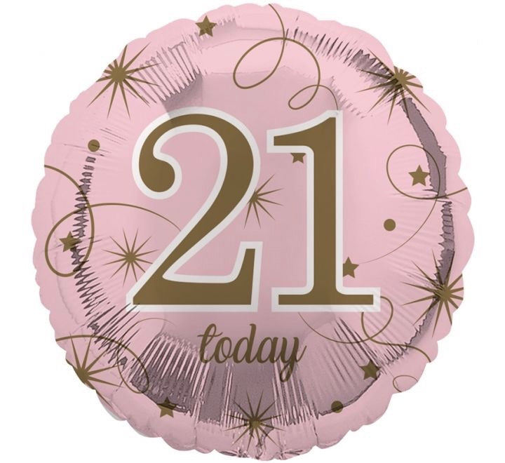 18"/ 46cm PINK 21 TODAY ROUND FOIL BALLOON