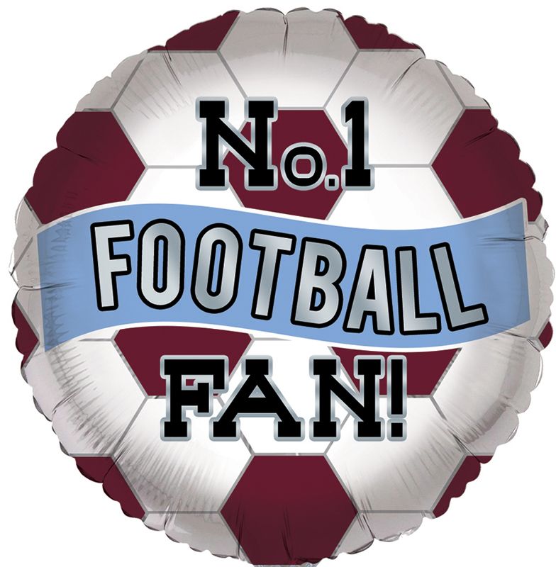 18"/ 46cm CLARET & BLUE NO.1 FOOTBALL FAN ROUND FOIL BALLOON