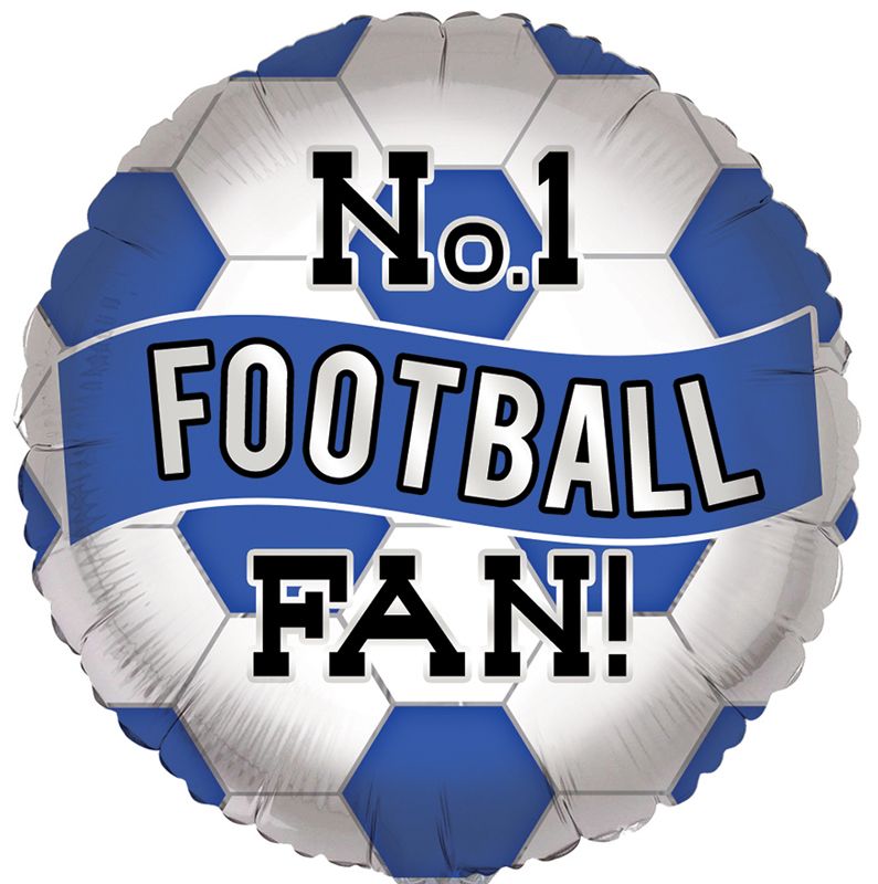 18"/ 46cm BLUE & WHITE NO.1 FOOTBALL FAN ROUND FOIL BALLOON