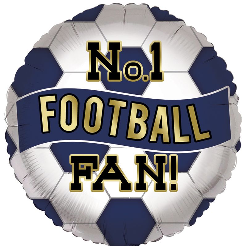 18"/ 46cm NAVY & WHITE NO.1 FOOTBALL FAN ROUND FOIL BALLOON