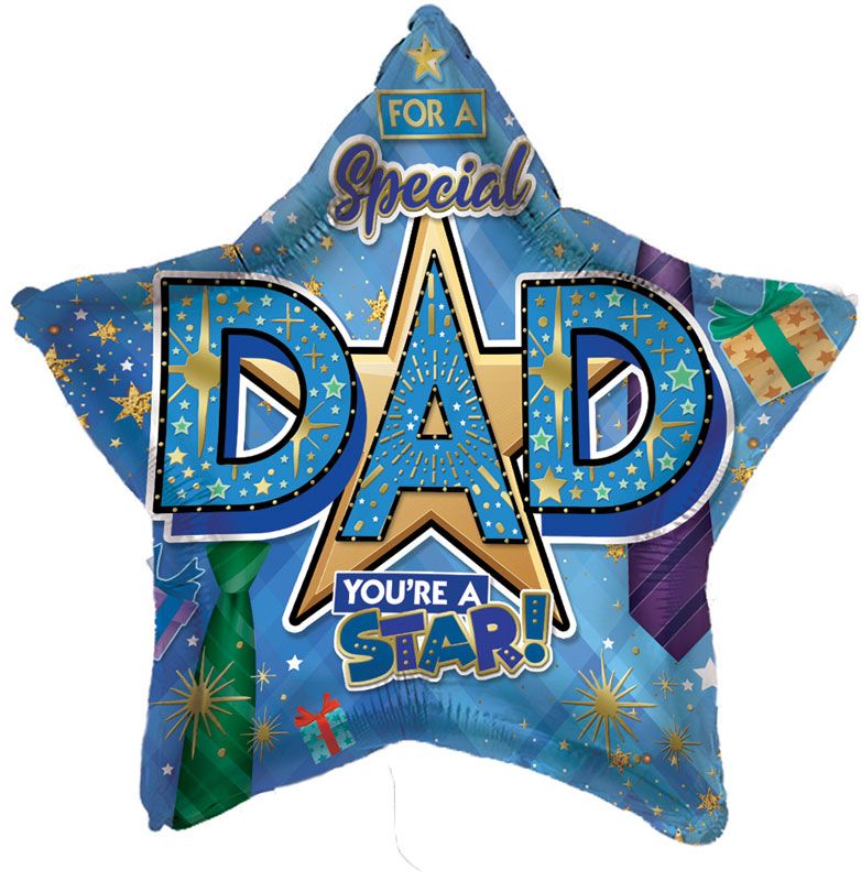 19"/ 48cm SPECIAL DAD DOUBLE-SIDED STAR SHAPE FOIL BALLOON
