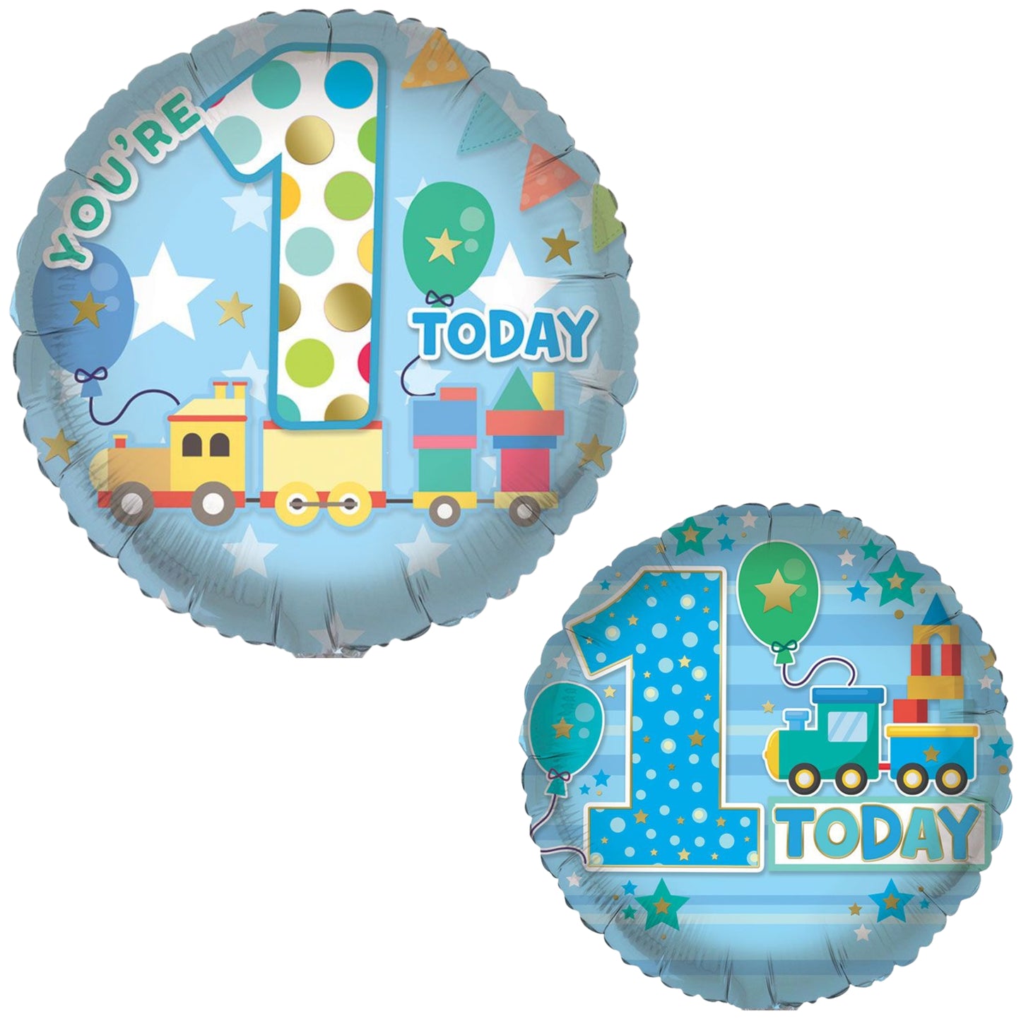 18"/ 46cm 1 TODAY - BOY'S DOUBLE-SIDED ROUND FOIL BALLOON