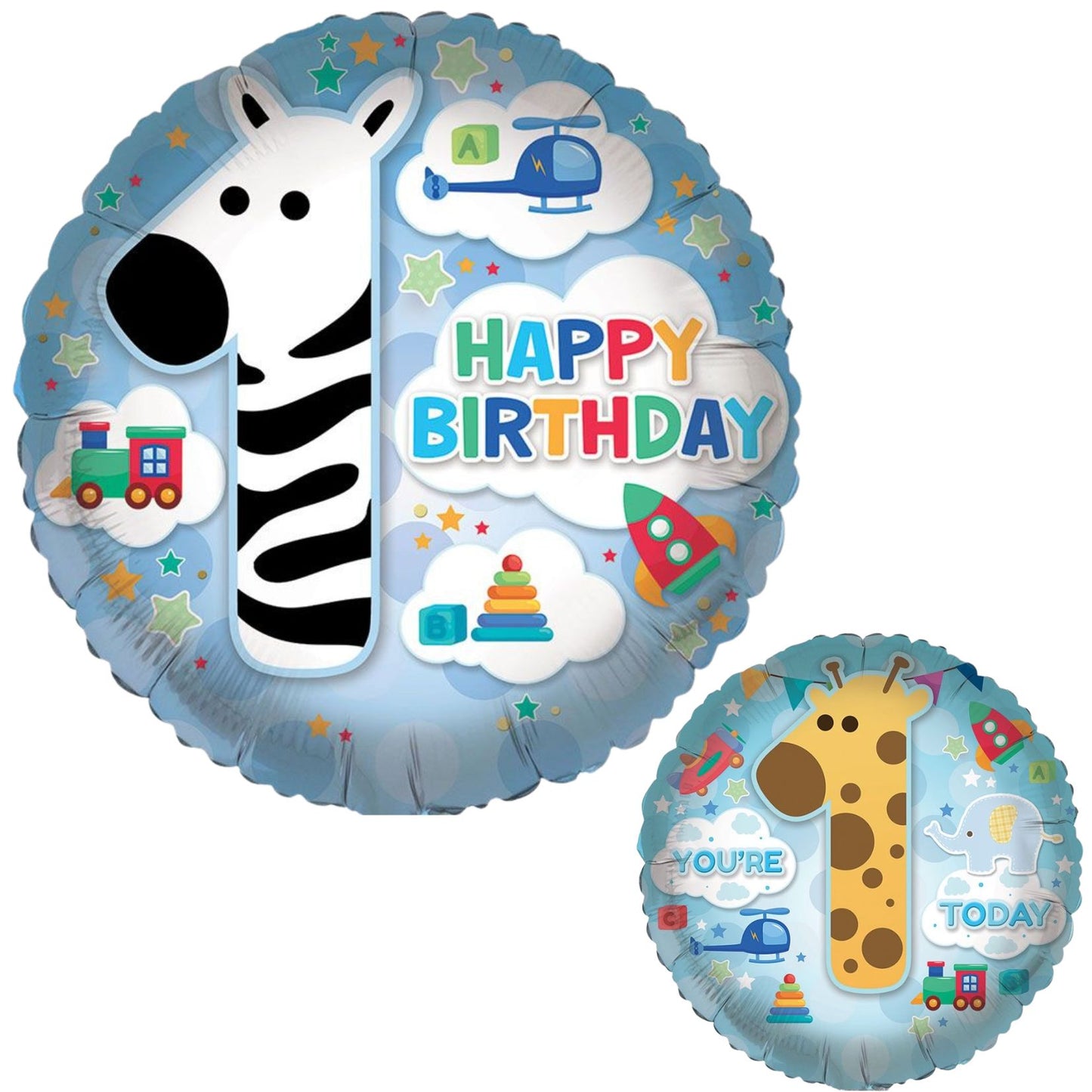 18"/ 46cm 1st BIRTHDAY FOR BOYS DOUBLE-SIDED ROUND FOIL BALLOON