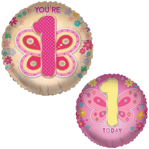 18"/ 46cm 1 TODAY - GIRL'S DOUBLE-SIDED ROUND FOIL BALLOON