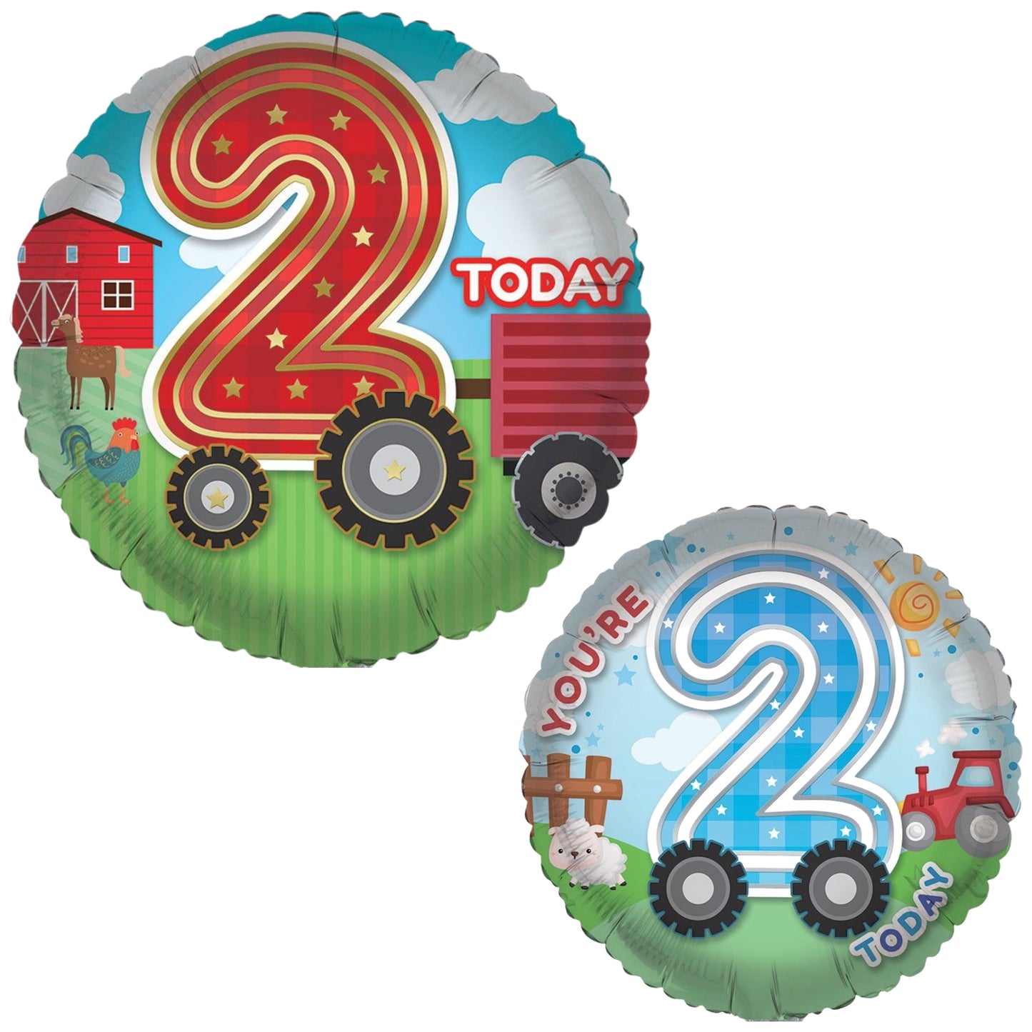 18"/ 46cm 2 TODAY FARMYARD DOUBLE-SIDED ROUND FOIL BALLOON