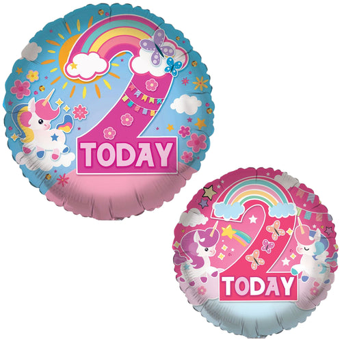 18"/ 46cm AGE 2 FEMALE DOUBLE-SIDED ROUND FOIL BALLOON