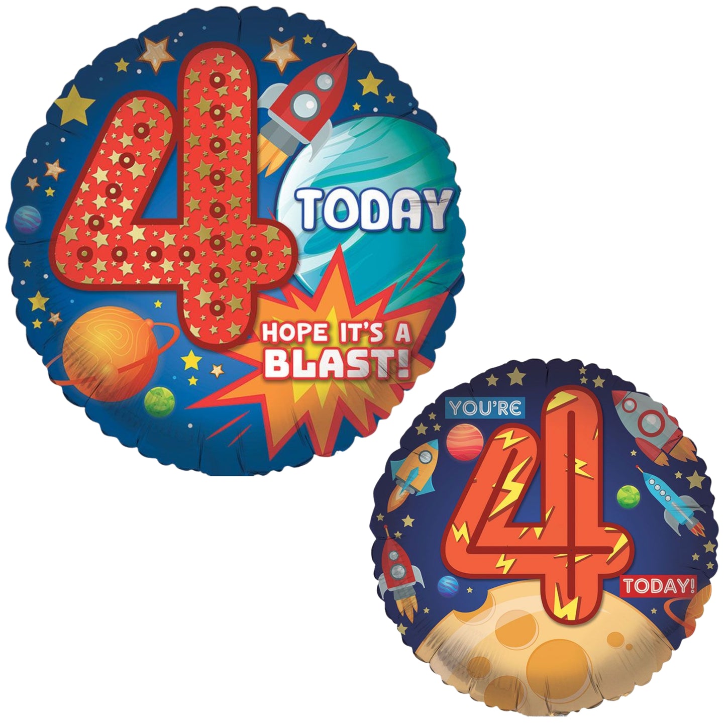 18"/ 46cm AGE 4 MALE DOUBLE-SIDED ROUND FOIL BALLOON