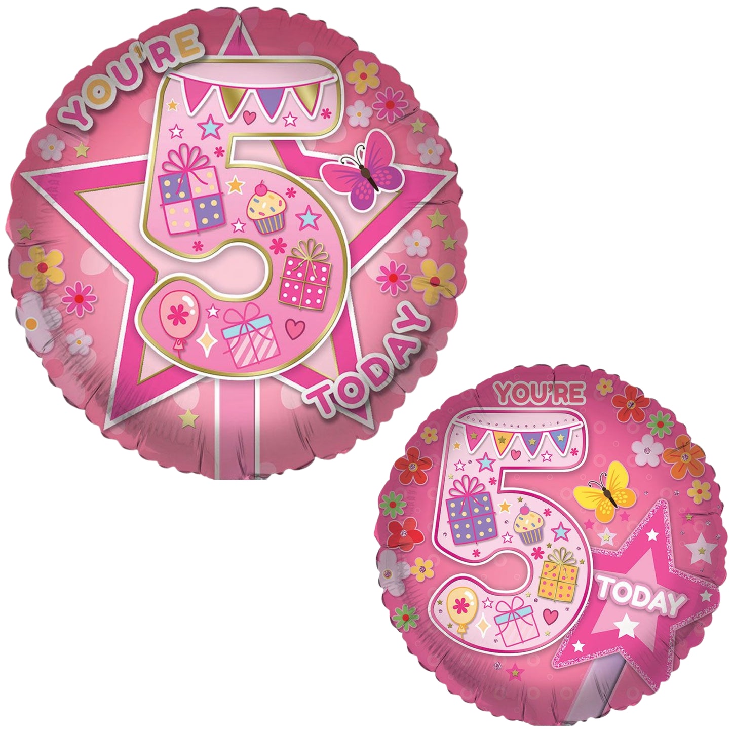 18"/ 46cm AGE 5 FEMALE DOUBLE-SIDED ROUND FOIL BALLOON