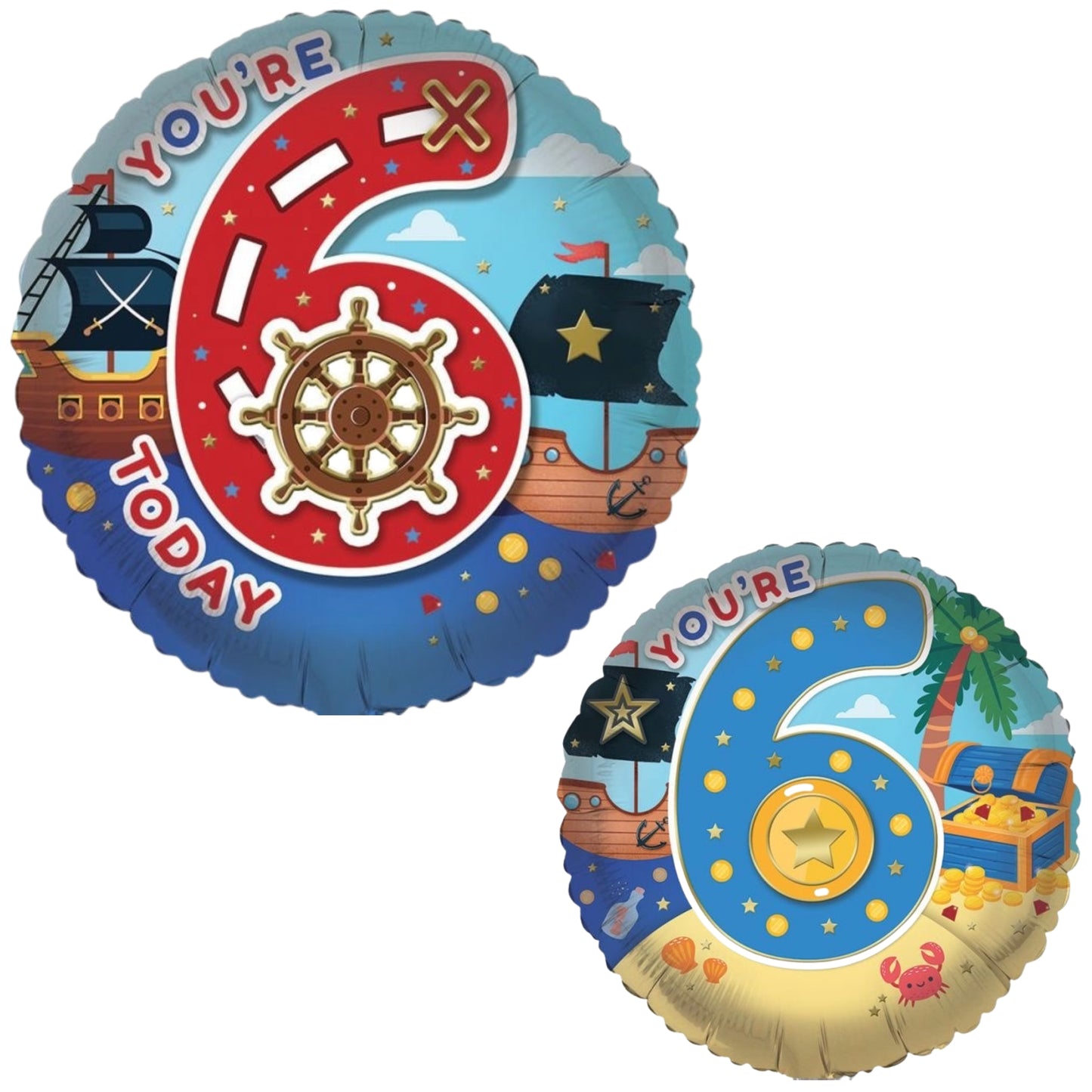 18"/ 46cm YOU'RE 6 TODAY DOUBLE-SIDED ROUND FOIL BALLOON