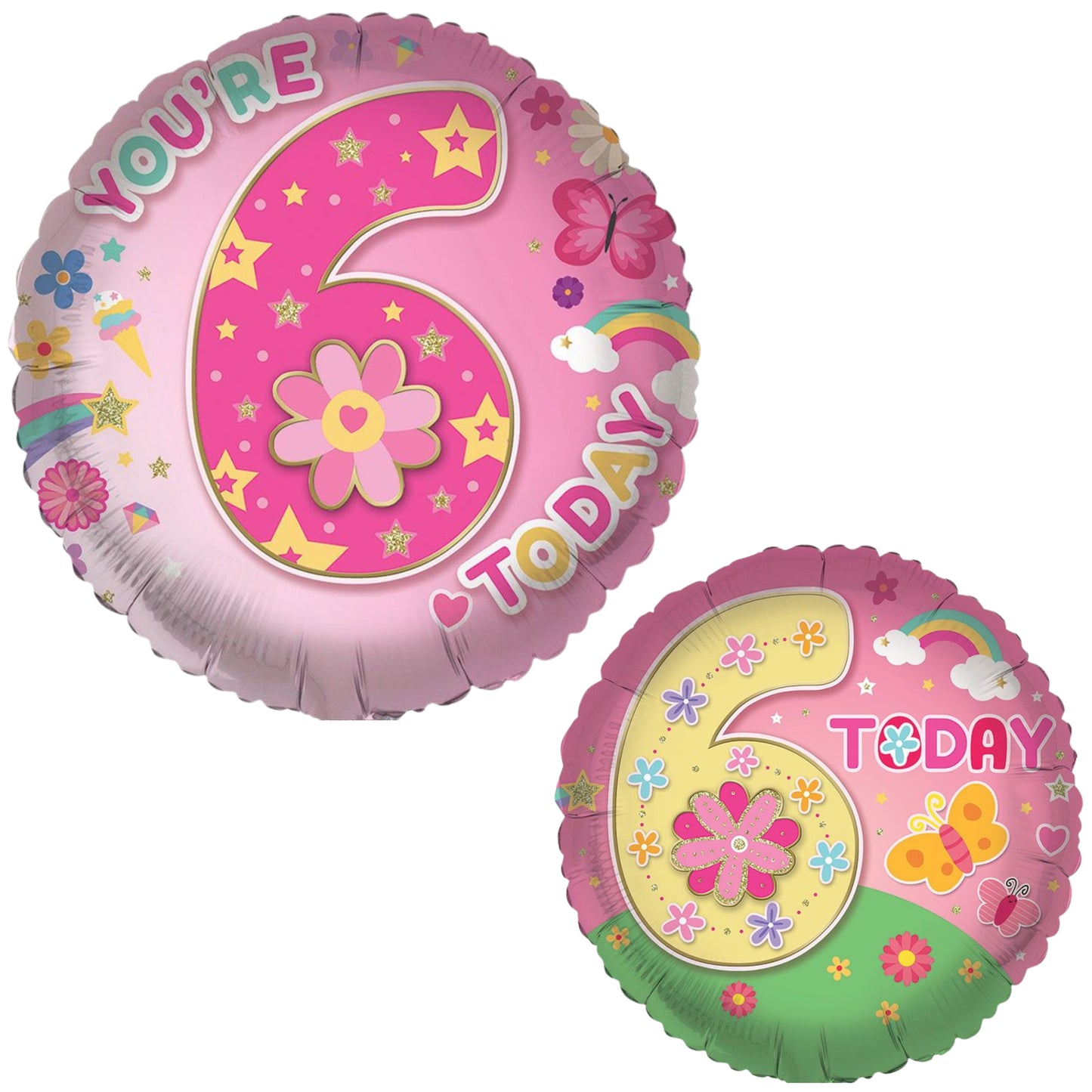 18"/ 46cm AGE 6 FEMALE DOUBLE-SIDED ROUND FOIL BALLOON