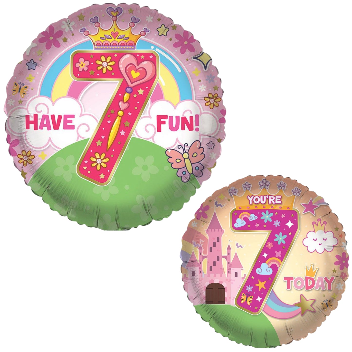 18"/ 46cm AGE 7 FEMALE DOUBLE-SIDED ROUND FOIL BALLOON