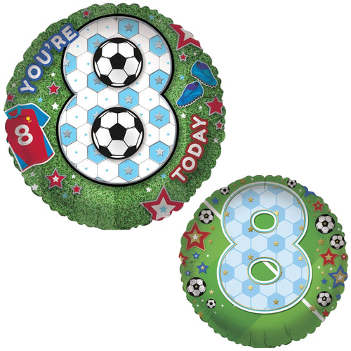 18"/ 46cm AGE 8 MALE DOUBLE-SIDED ROUND FOIL BALLOON