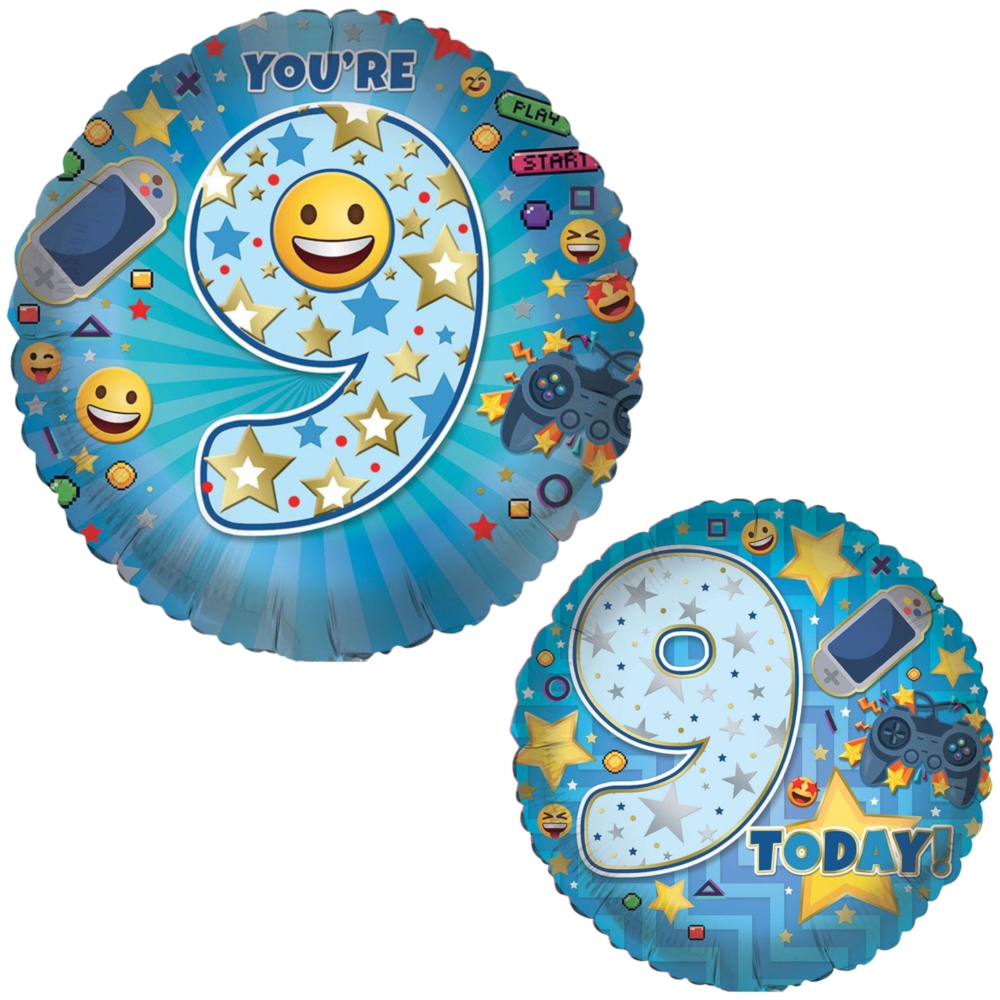 18"/ 46cm AGE 9 MALE DOUBLE-SDIED ROUND FOIL BALLOON