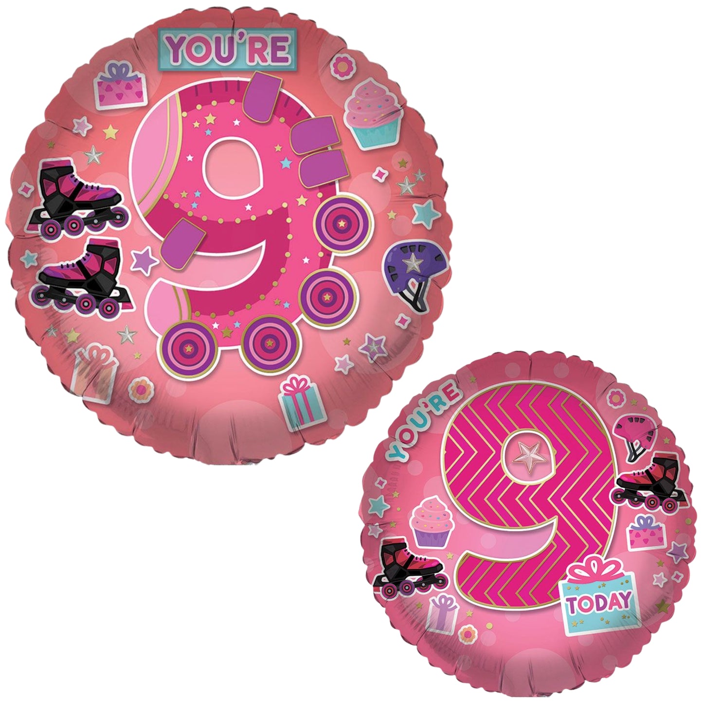 18"/ 46cm AGE 9 FEMALE DOUBLE-SDIED ROUND FOIL BALLOON