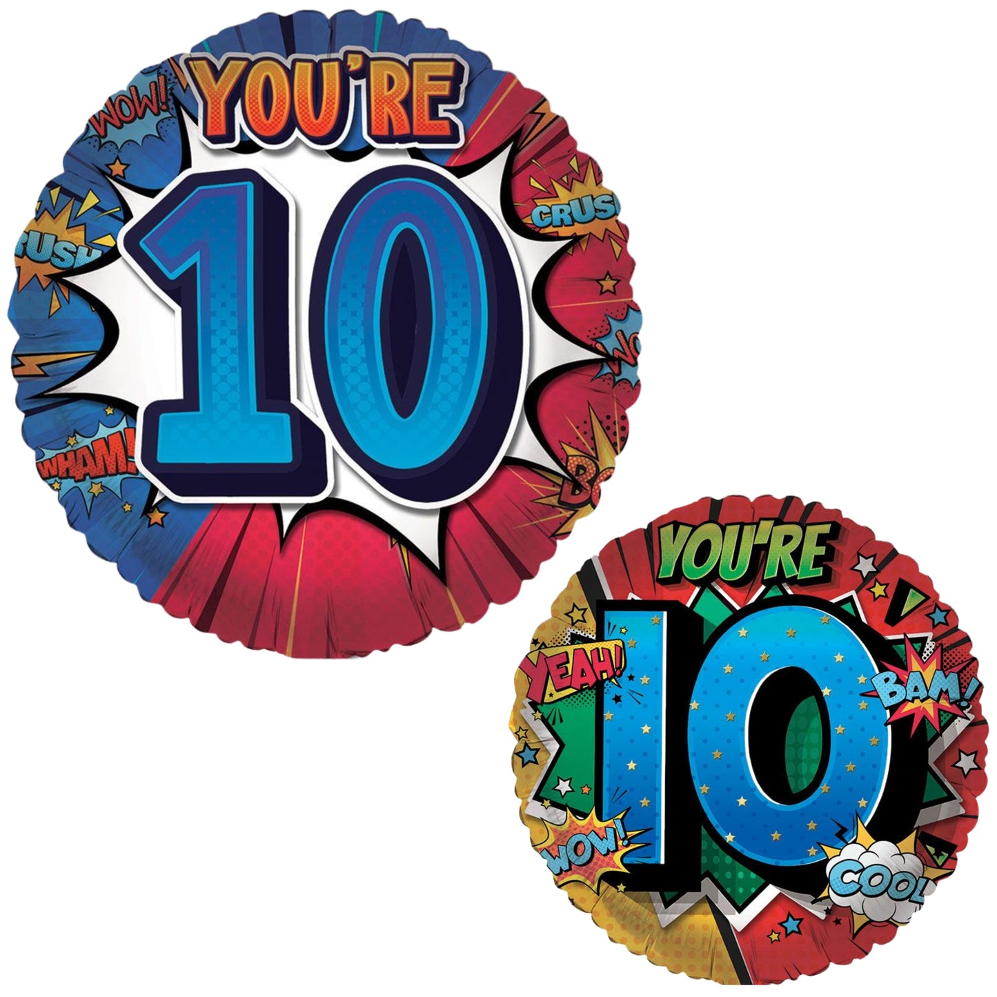 18"/ 46cm AGE 10 MALE DOUBLE-SIDED ROUND FOIL BALLOON