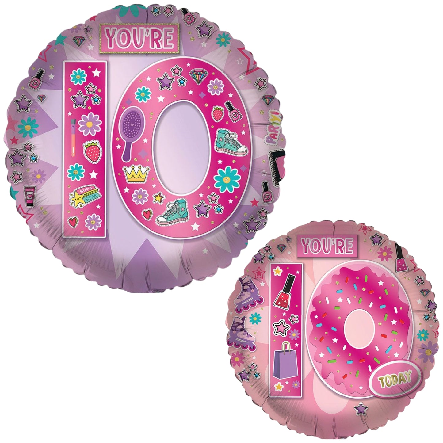 18"/ 46cm AGE 10 FEMALE DOUBLE-SIDED ROUND FOIL BALLOON