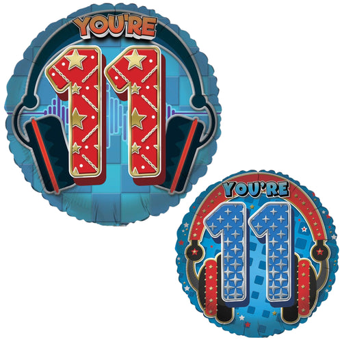 18"/ 46cm AGE 11 MALE DOUBLE-SIDED ROUND FOIL BALLOON