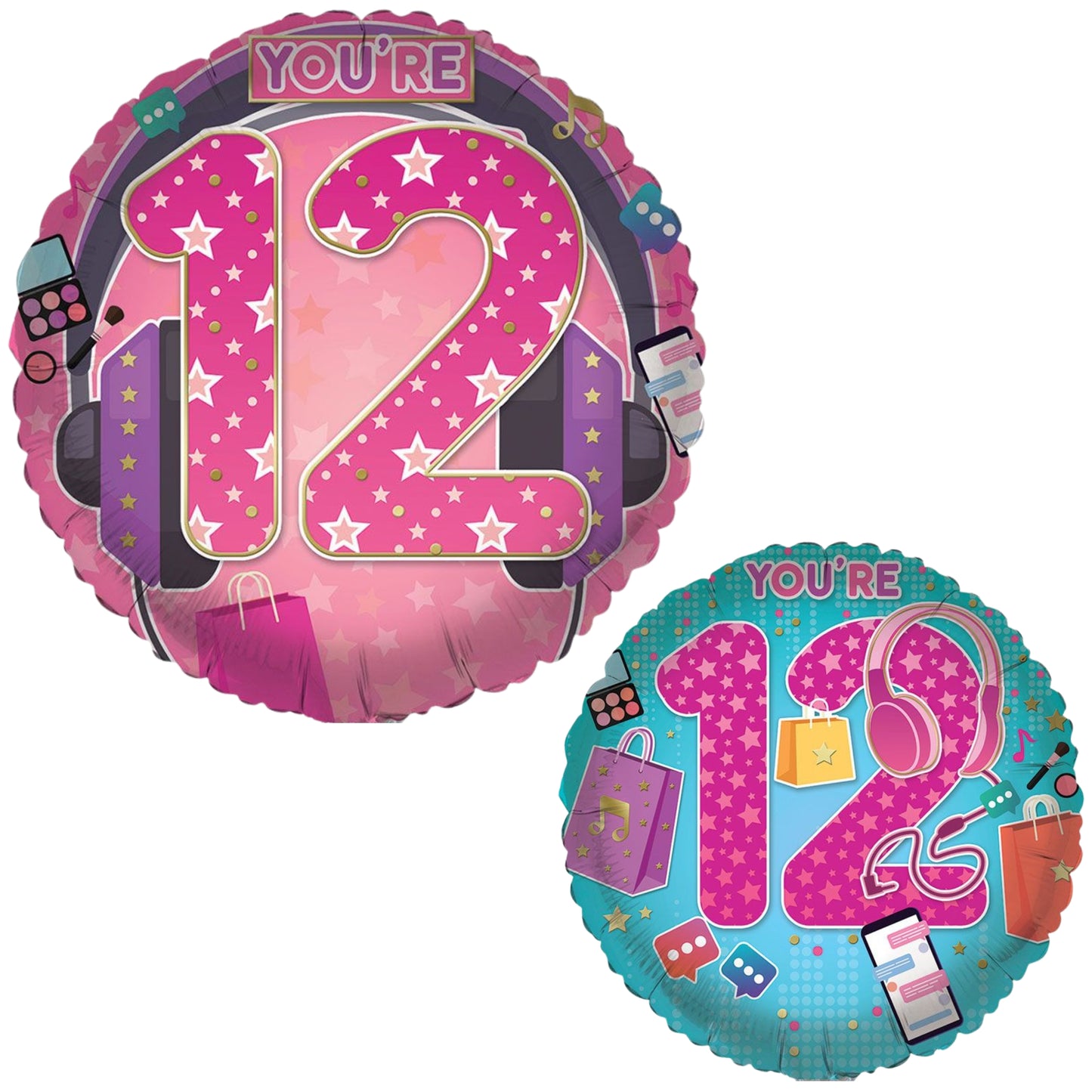 18"/ 46cm AGE 12 FEMALE DOUBLE-SIDED ROUND FOIL BALLOON