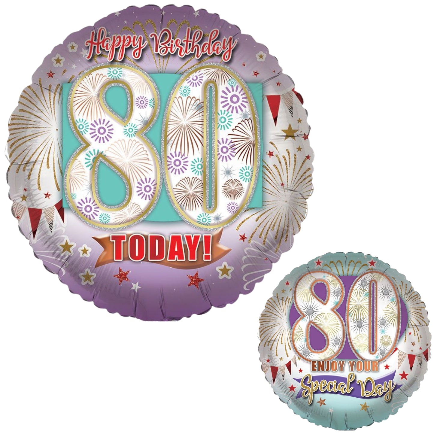 18"/ 46cm AGE 80 GENERIC DOUBLE-SIDED ROUND FOIL BALLOON