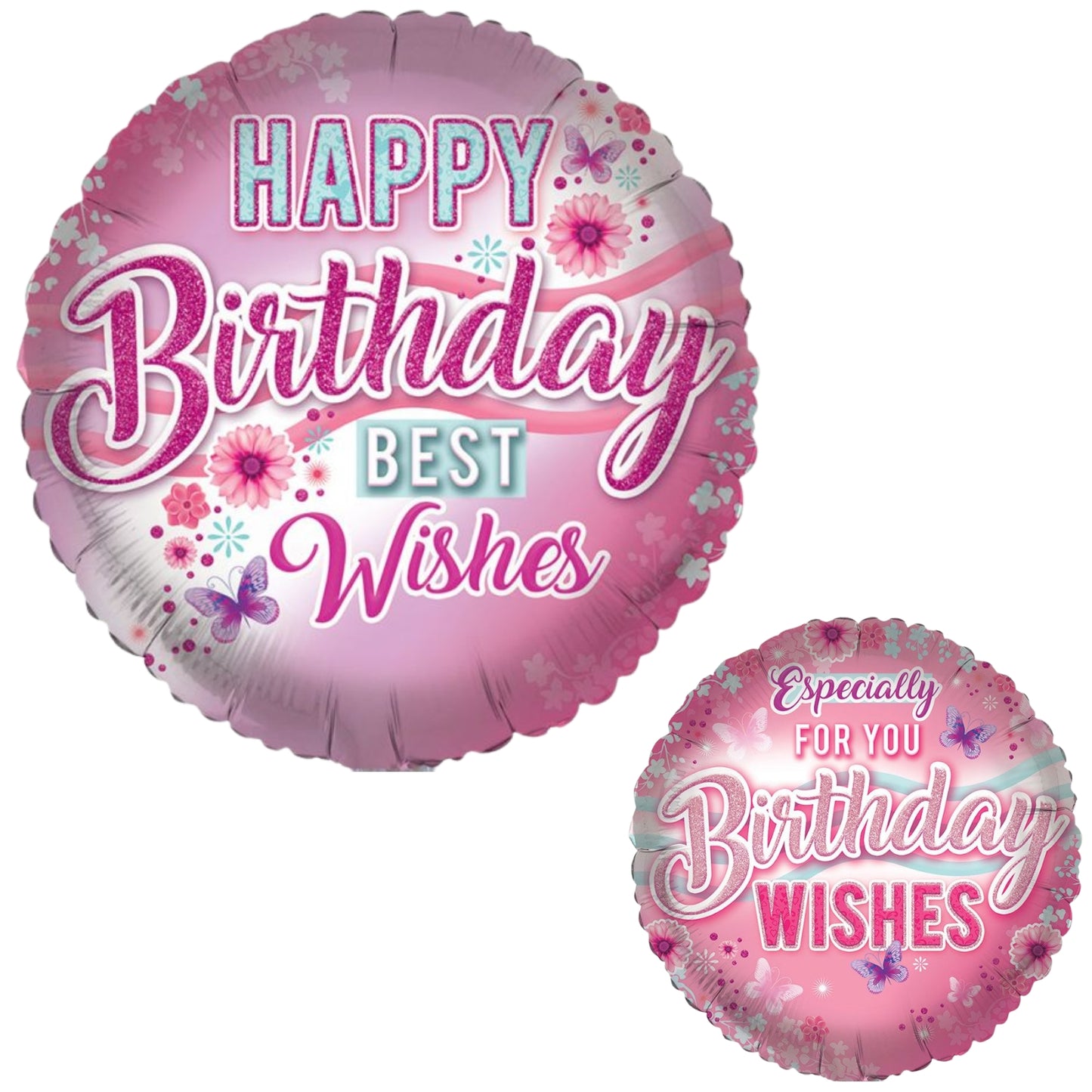 18"/ 46cm BIRTHDAY WISHES DOUBLE-SIDED ROUND FOIL BALLOON