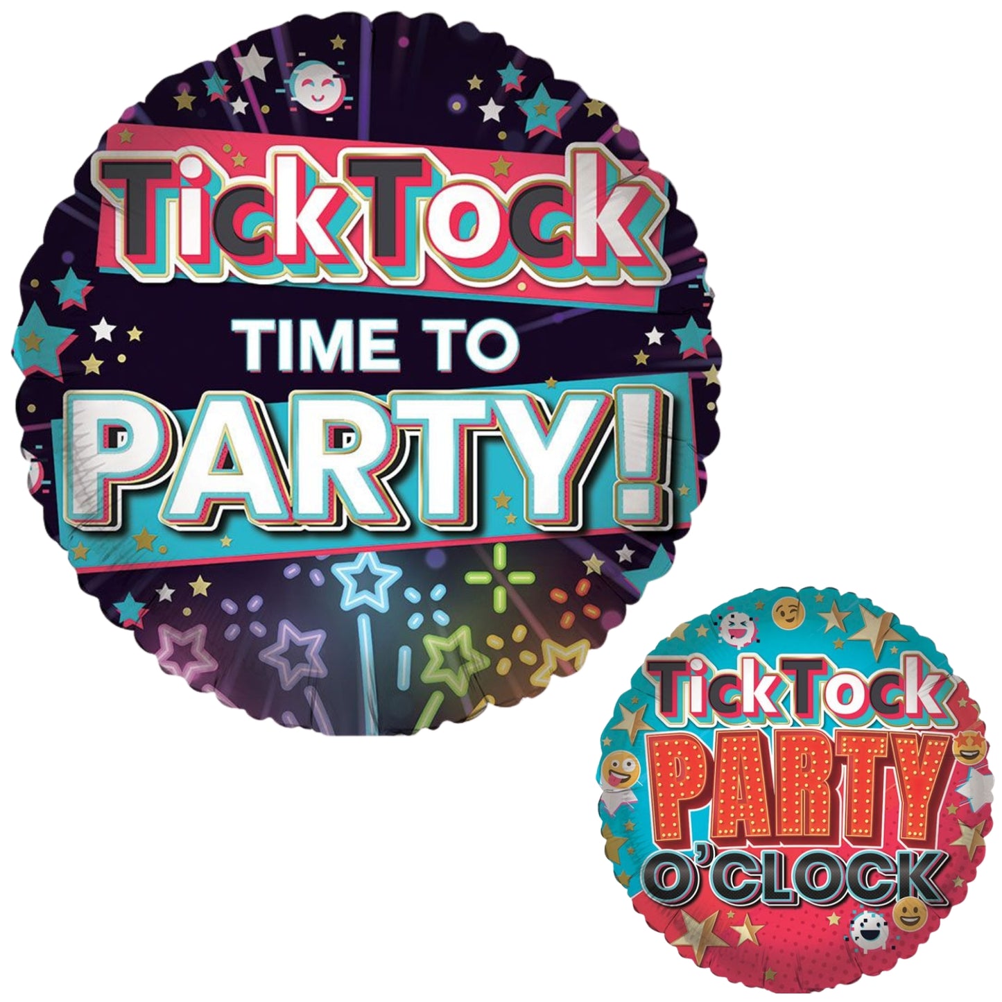 18"/ 46cm TICK TOCK PARTY DOUBLE-SIDED ROUND FOIL BALLOON