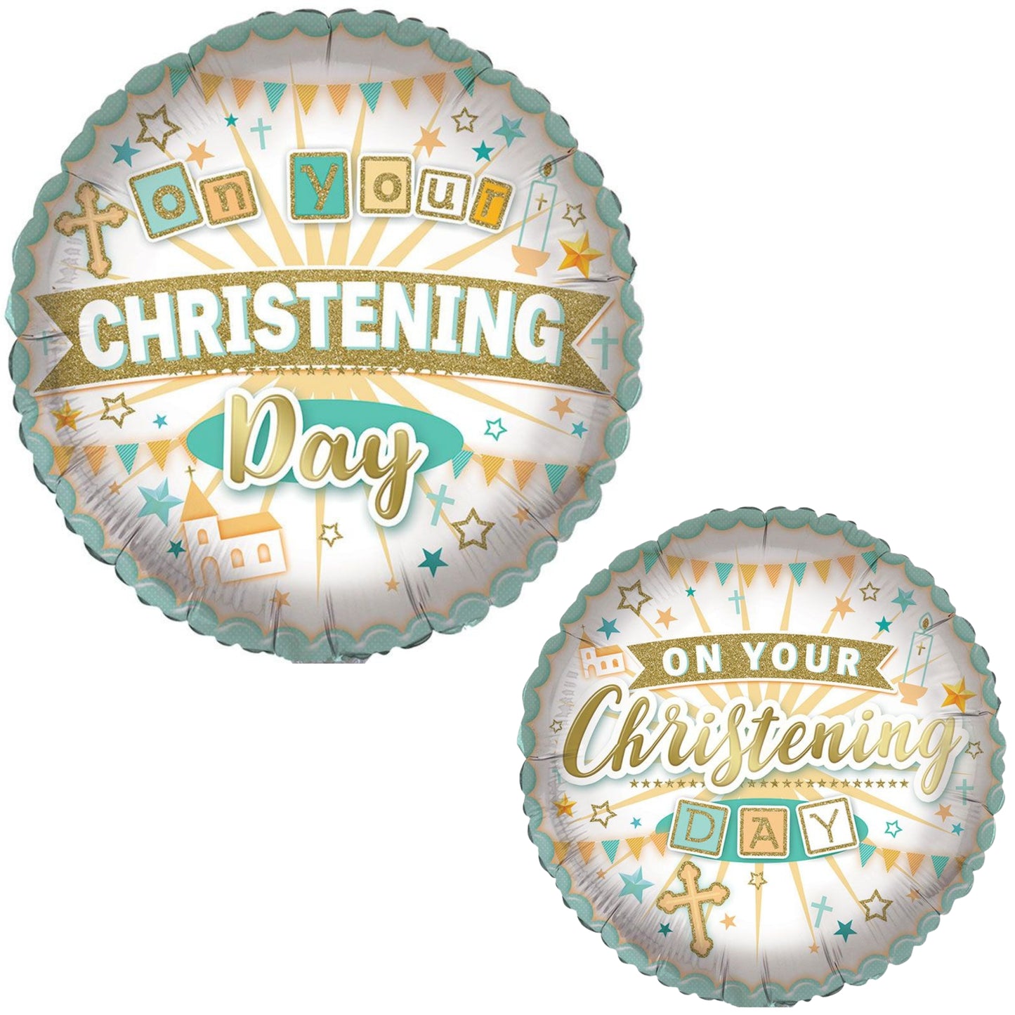 18"/ 46cm CHRISTENING DOUBLE-SIDED ROUND FOIL BALLOON