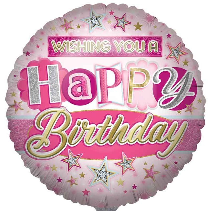 31"/ 79cm WISHING YOU A HAPPY BIRTHDAY ROUND FOIL BALLOON