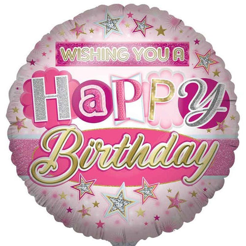 31"/ 79cm WISHING YOU A HAPPY BIRTHDAY ROUND FOIL BALLOON