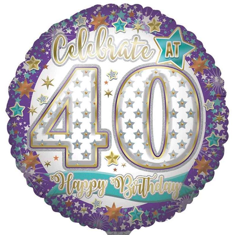 31"/ 79cm AGE 40 GIANT ROUND FOIL BALLOON