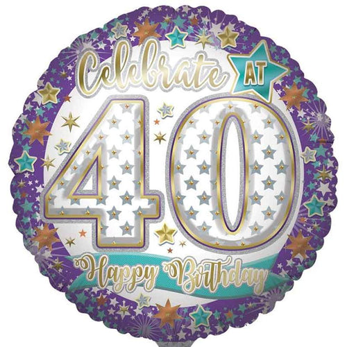 31"/ 79cm AGE 40 GIANT ROUND FOIL BALLOON