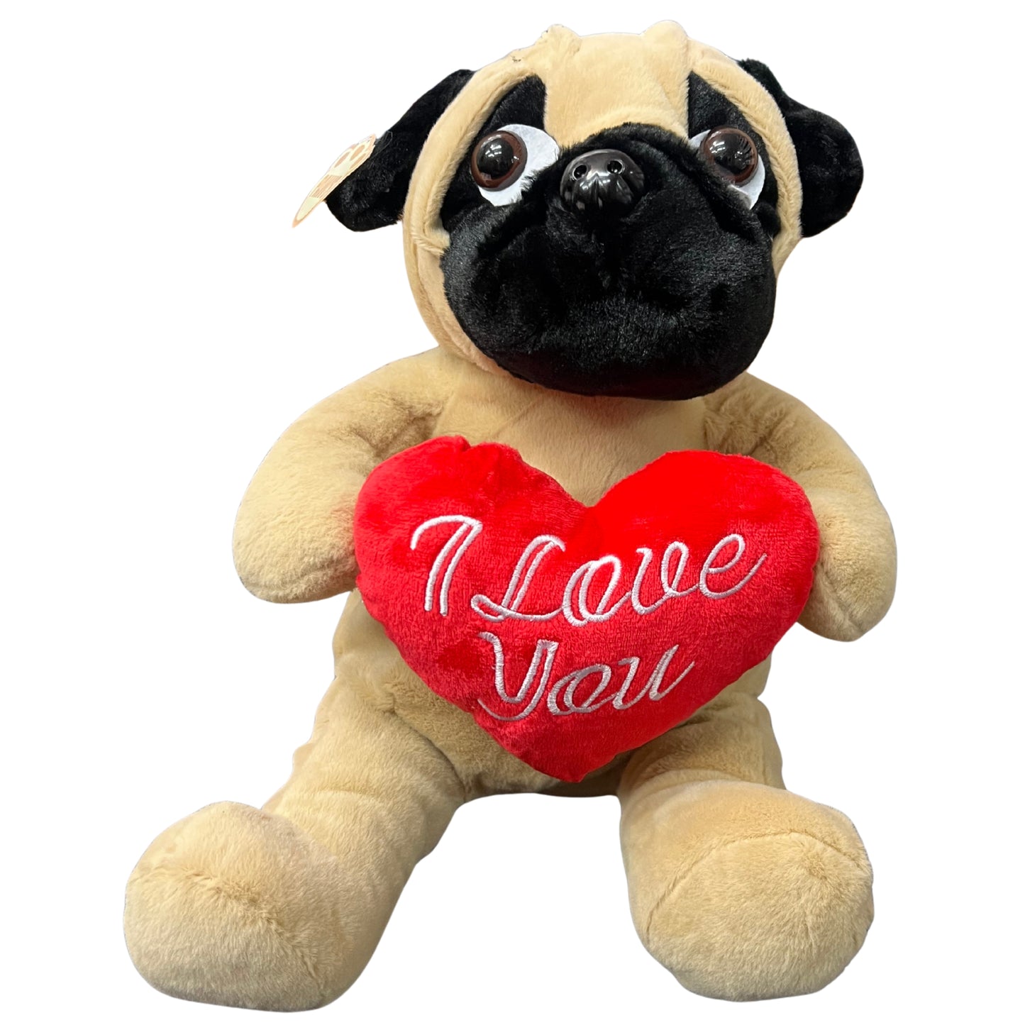 12" SITTING PUG WITH HEART