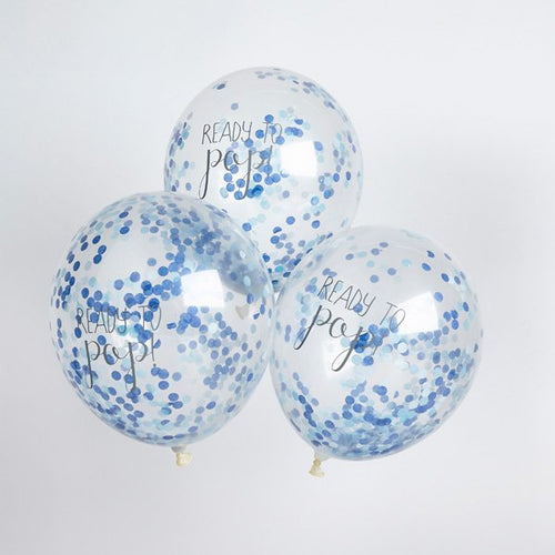 12"/ 30cm BLUE READY TO POP! 5 PACK LATEX BALLOONS