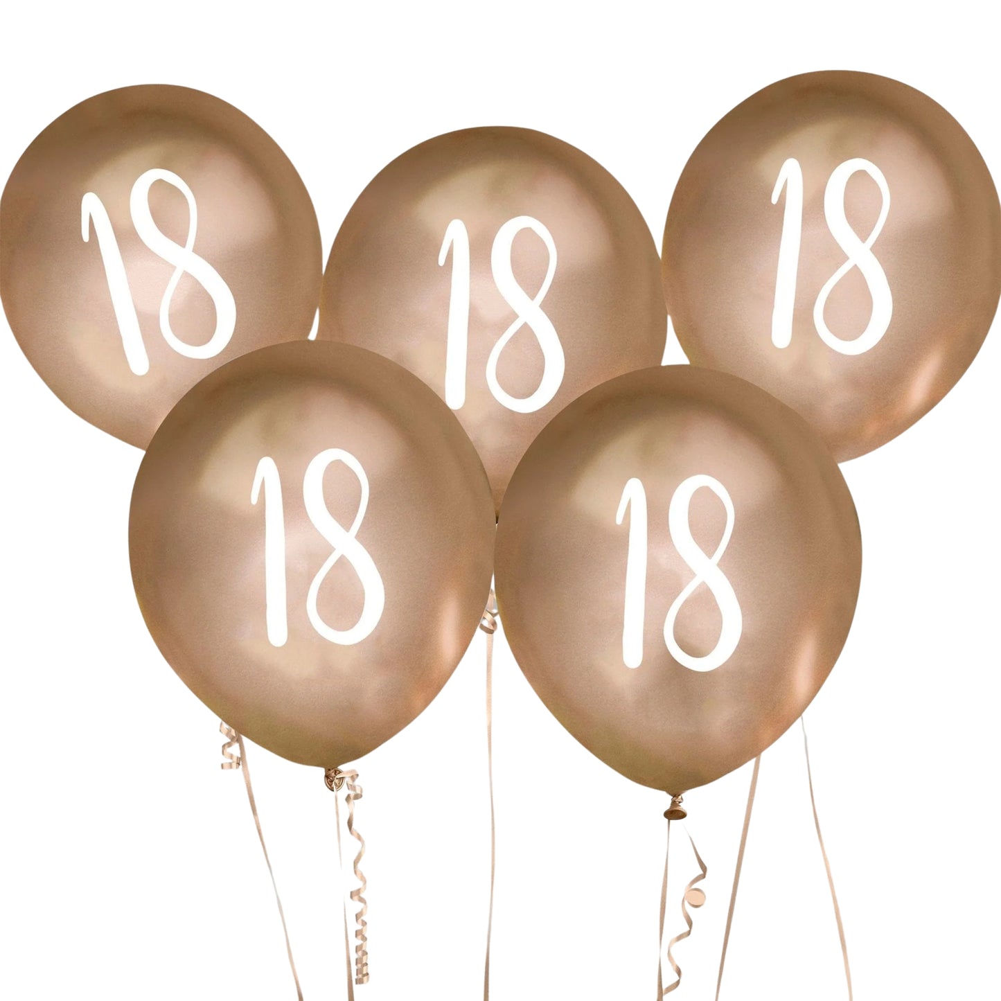 12"/ 30cm GOLD '18' 5 PACK LATEX BALLOONS