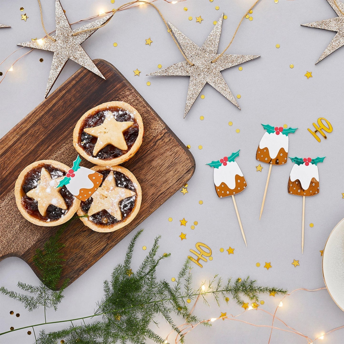 CHRISTMAS PUDDING FOOD PICKS (6 PACK)