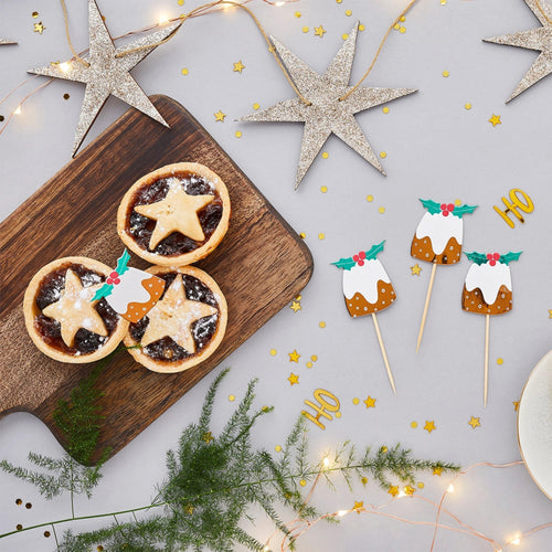 CHRISTMAS PUDDING FOOD PICKS (6 PACK)