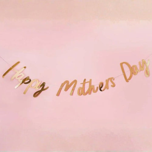 "HAPPY MOTHER'S DAY" GOLD PAPER BANNER (2m)