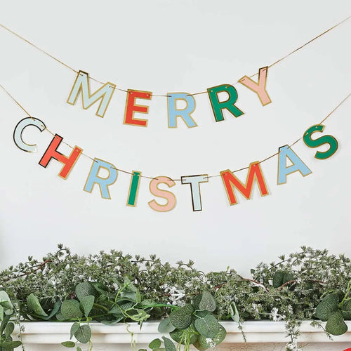 MERRY CHRISTMAS CARD BANNER (98"/ 250cm)