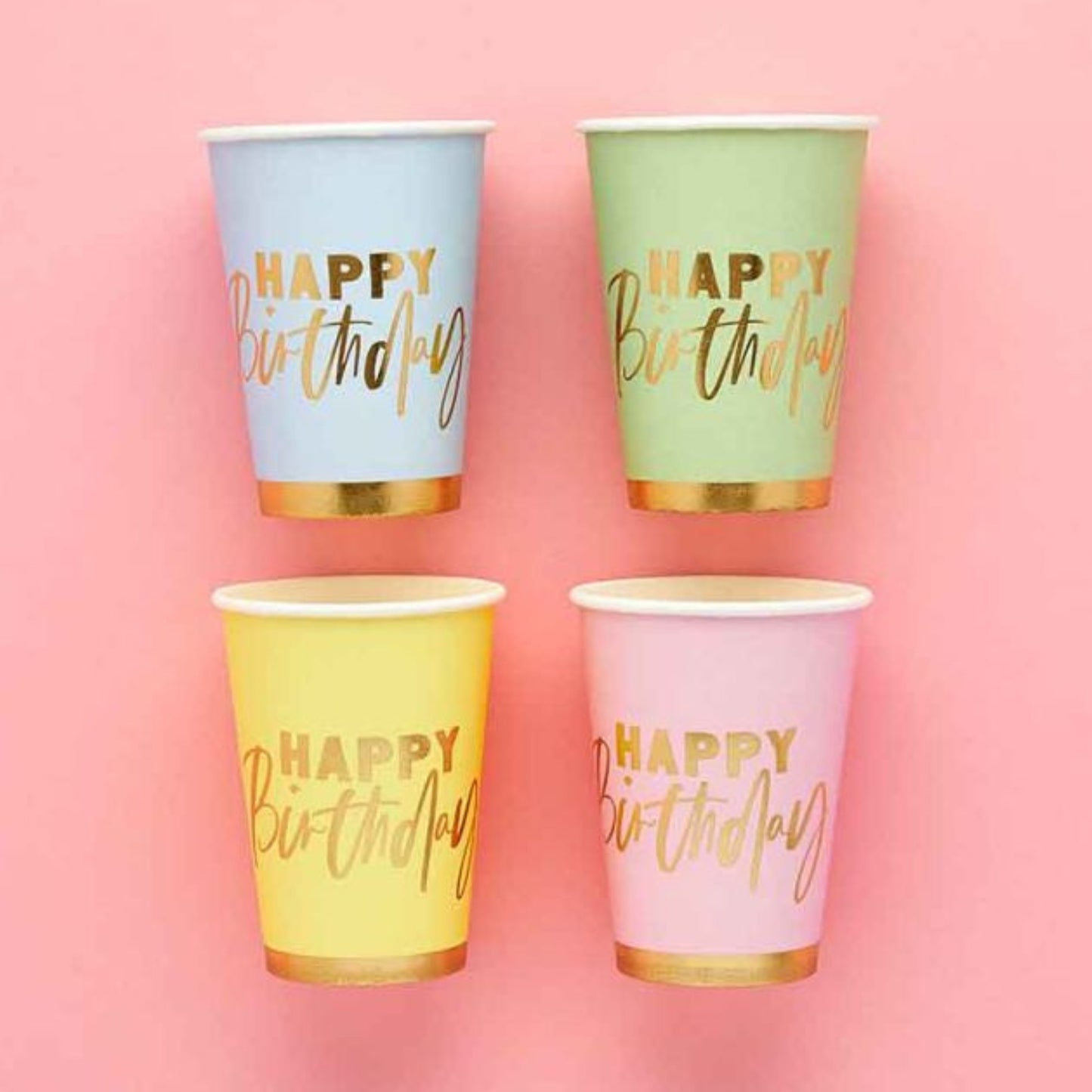 PASTEL 'HAPPY BIRTHDAY' PAPER CUPS (8 PACK)