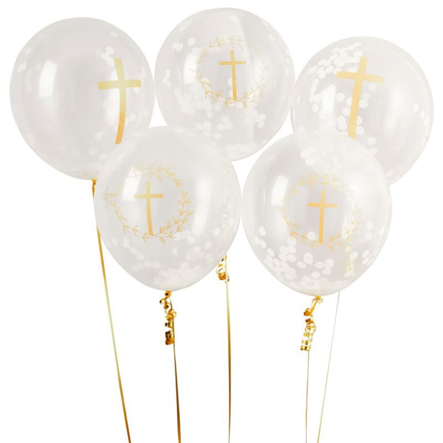 12"/ 30cm CHRISTENING 5 PACK LATEX BALLOONS