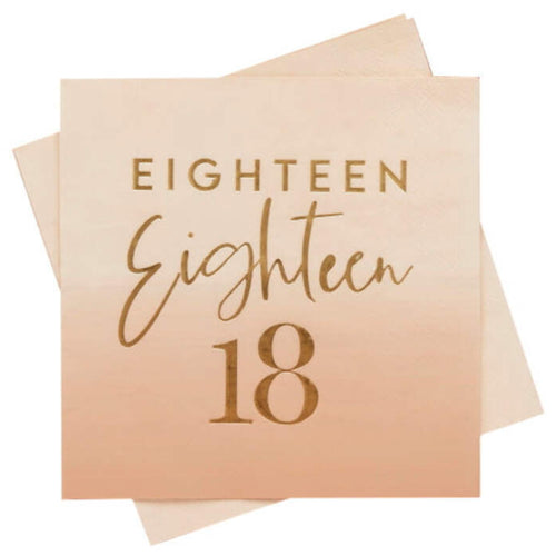 GOLD FOILED 'EIGHTEEN' PAPER NAPKINS (17cm - 16 PACK)