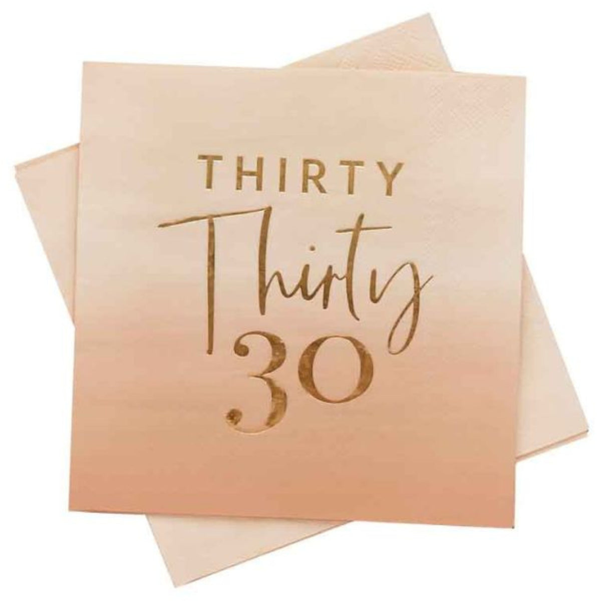 GOLD FOILED 'THIRTY' PAPER NAPKINS (17cm - 16 PACK)