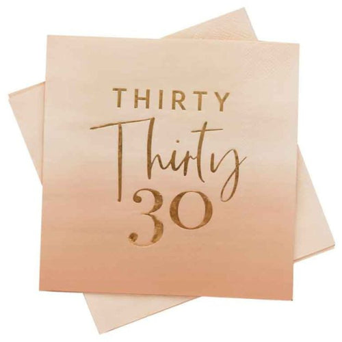 GOLD FOILED 'THIRTY' PAPER NAPKINS (17cm - 16 PACK)